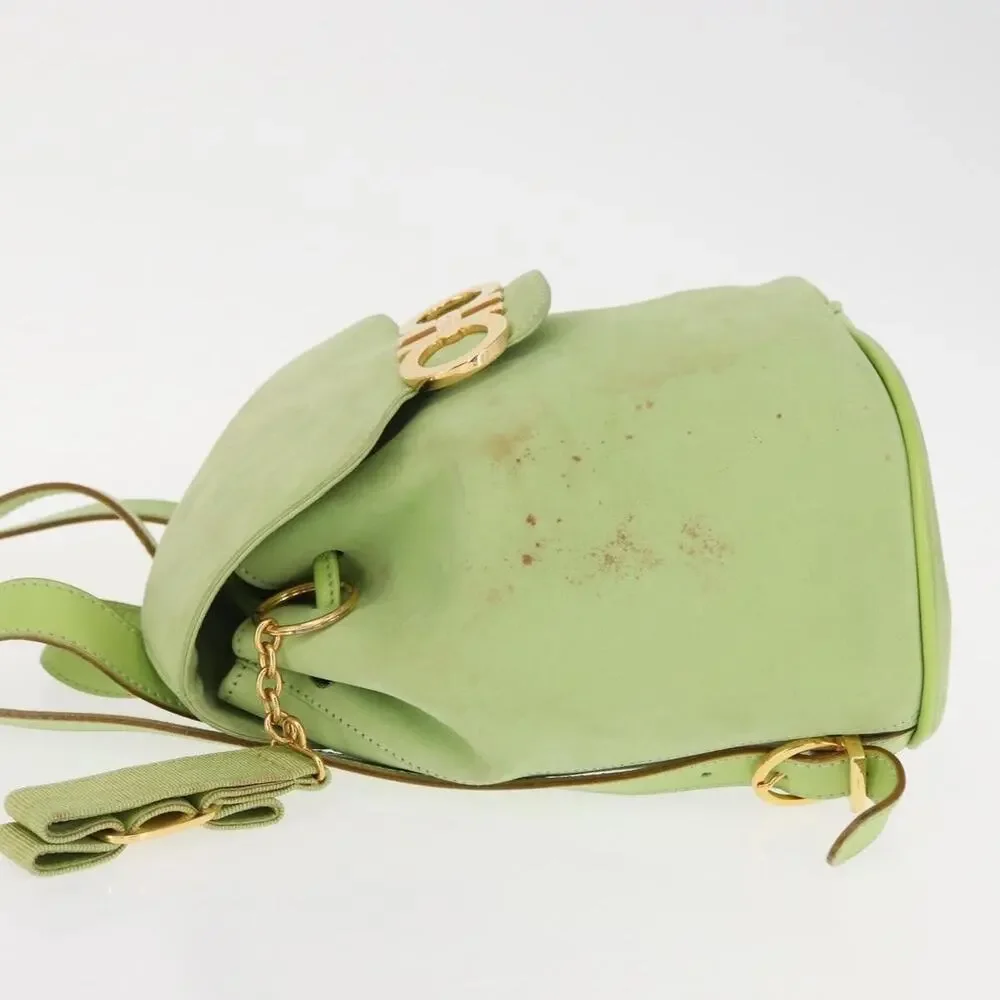 Salvatore Ferragamo Suede Backpack Green